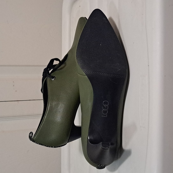 Logo by Lori Goldstein "Brenda" Bootie leather tie - 8 - olive/army green/black - Picture 7 of 8